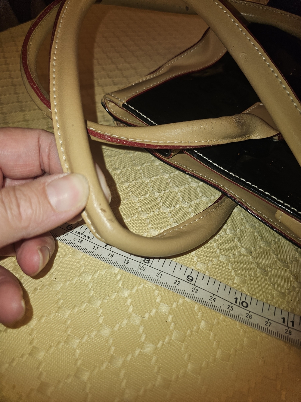 Arcadia Black Patent Tote with Cream Trim - Heavily Discounted Due To Damage - Picture 10 of 13